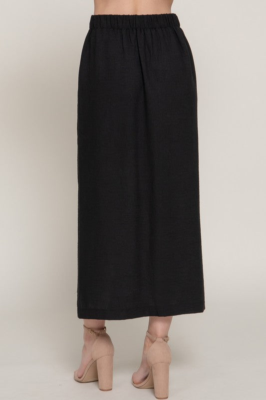Front Slit Linen Effect Skirt