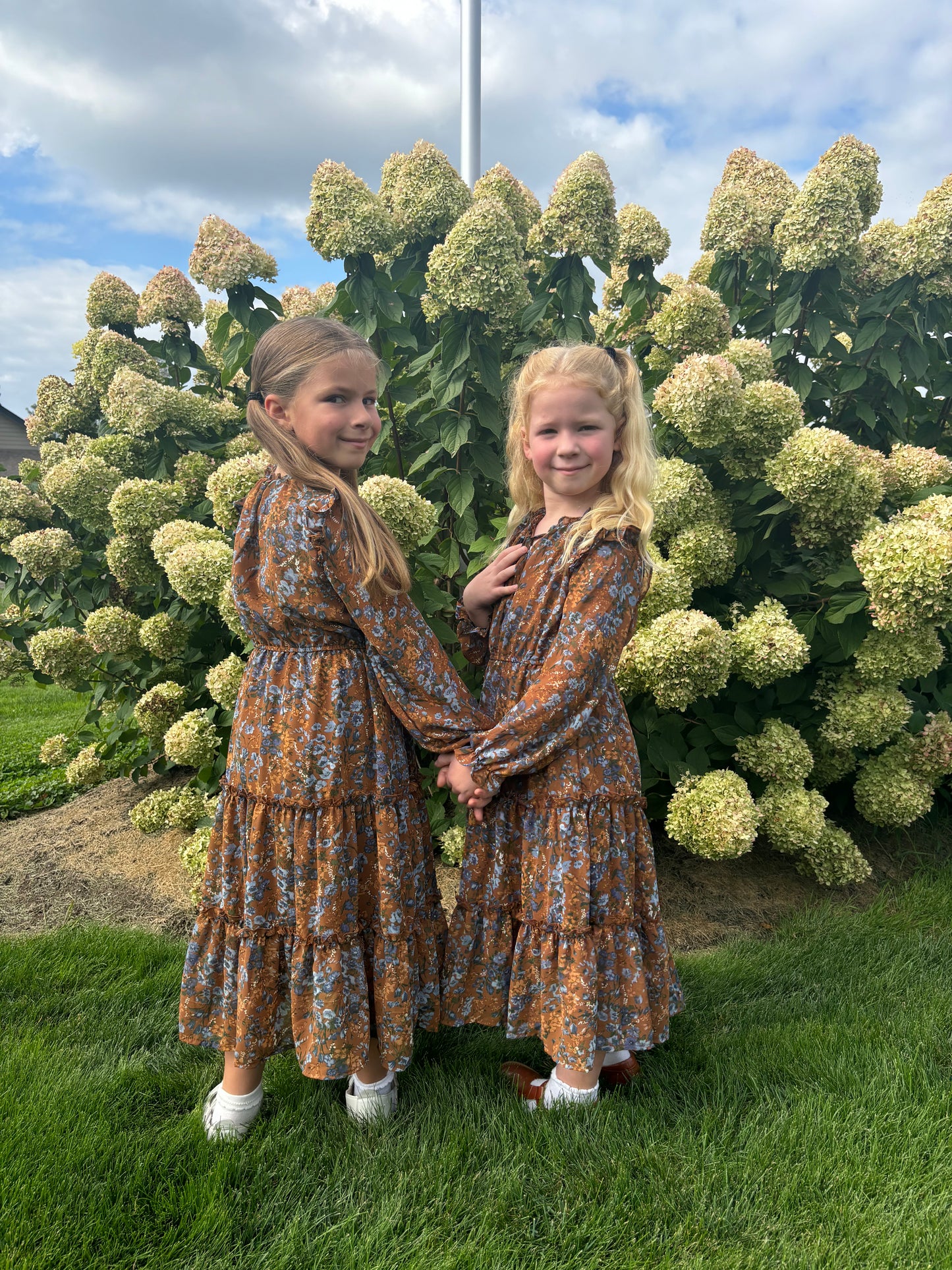 Girls Floral Print Ruffled Dress