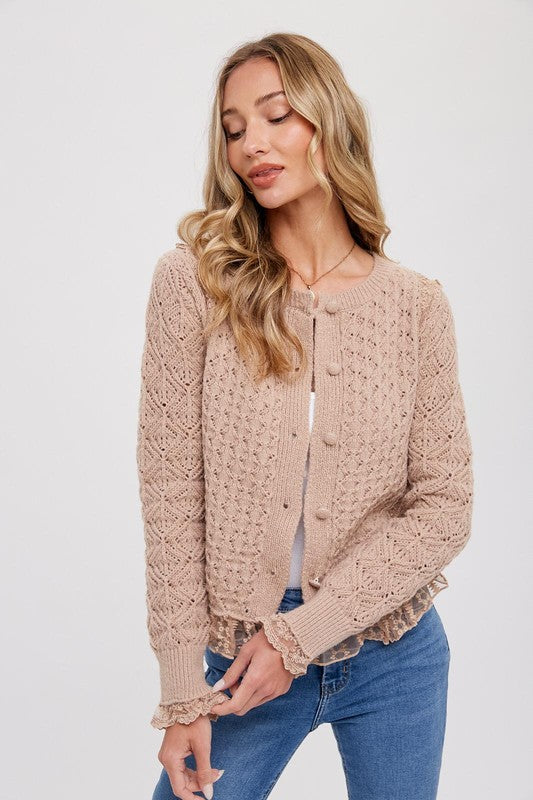 Cardigan with lace trim deals