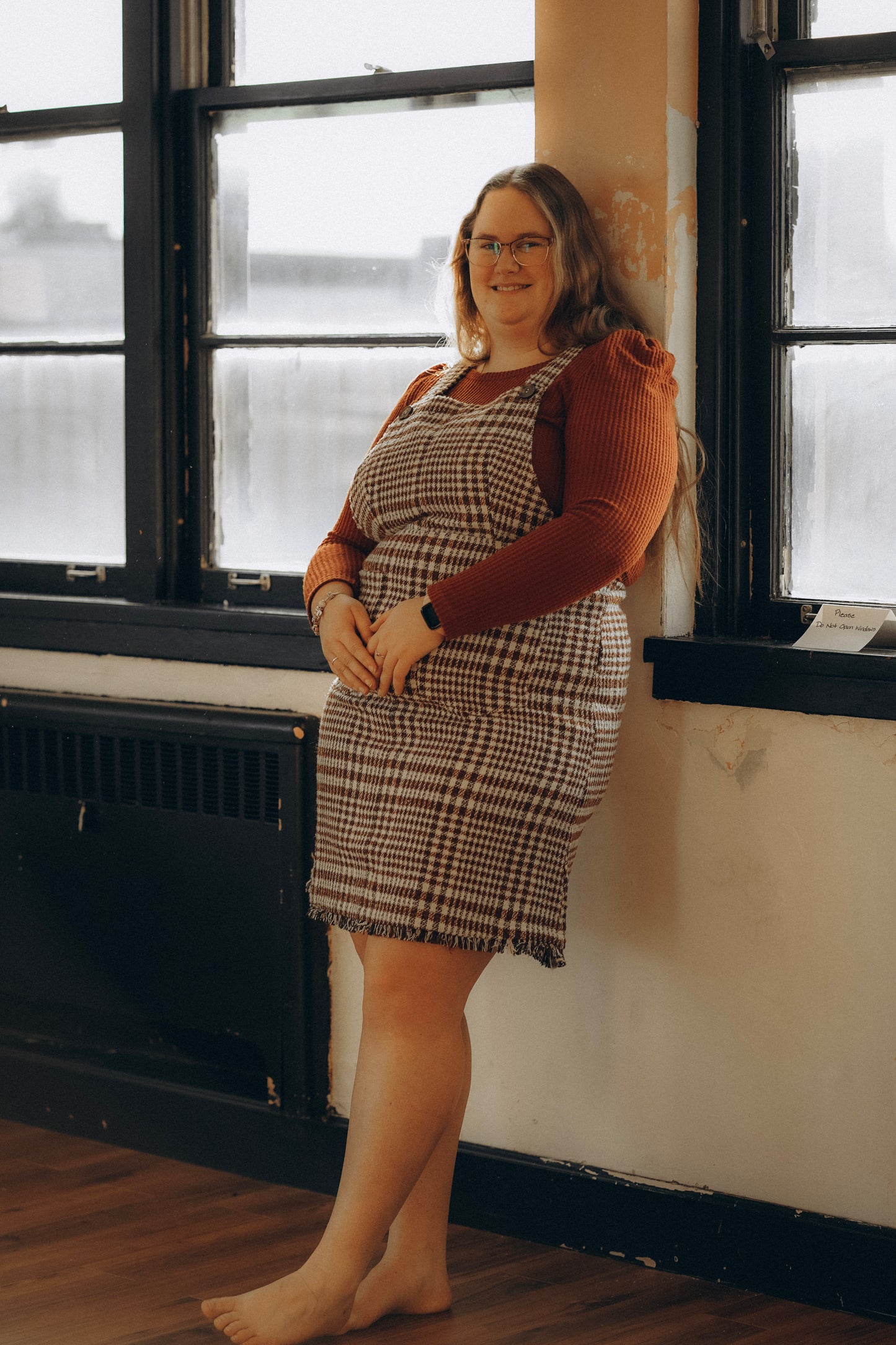 Plus Jumper Plaid Overall Dress