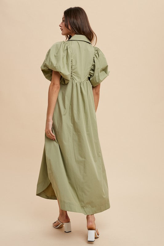 Puff Sleeve Midi Dress