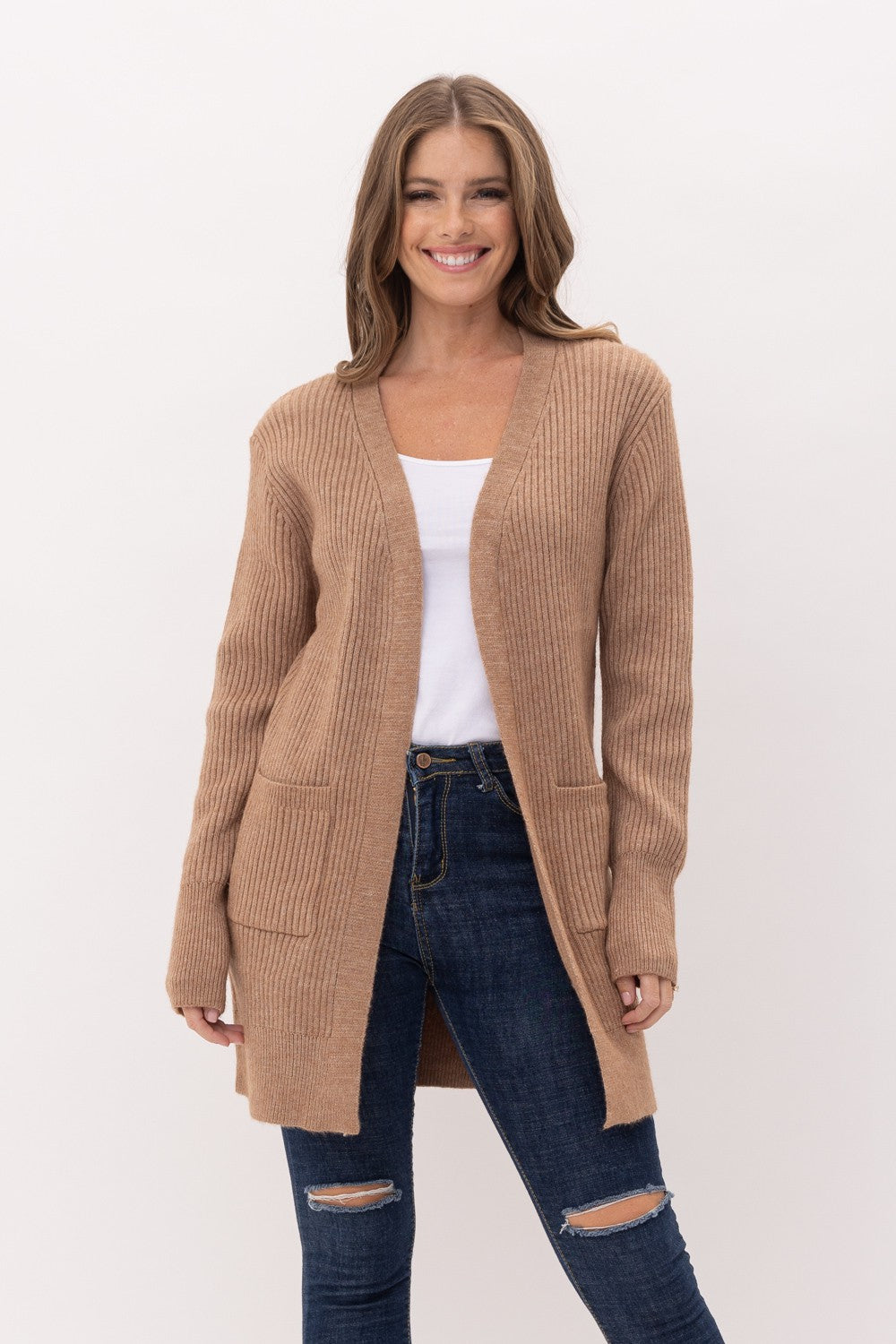 Chunky Oversized Ribbed Open Front Cardigan